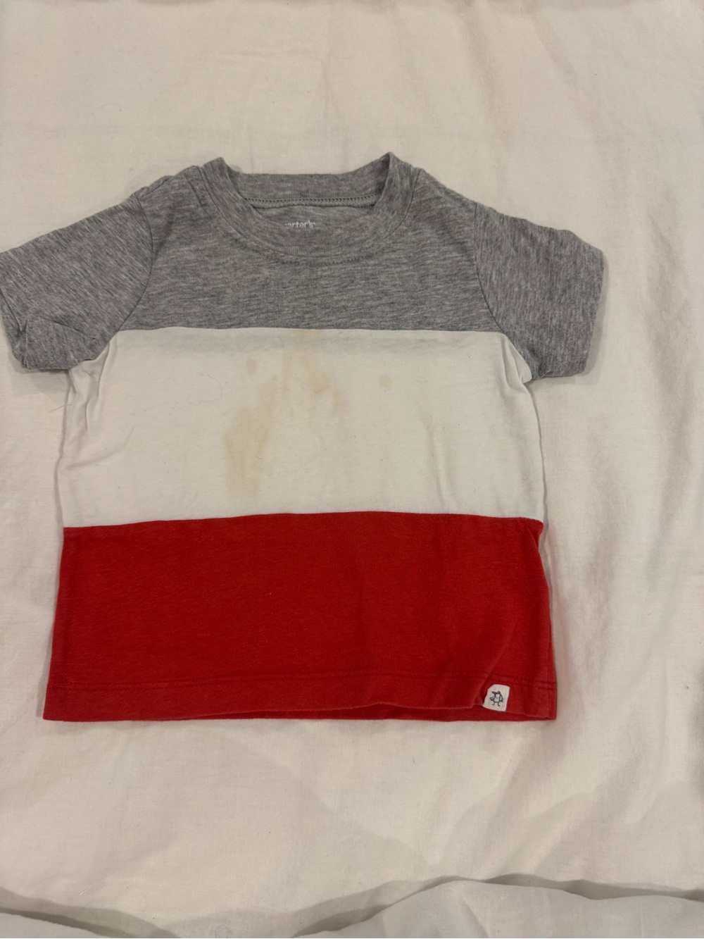Carter's Gray White Red Colorblock Short Sleeve Tee